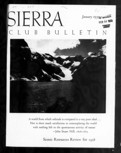 Sierra Club Bulletin 1959 Vol 44 No 1 January cover